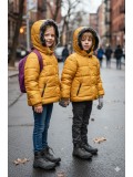 Dacron Puffer Jacket for Kids Fur Lined 5146 - yellow