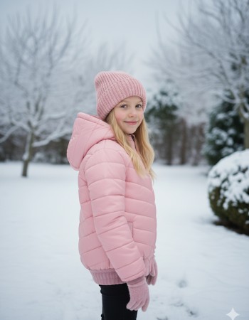 Gefütterte Pufferjacke mit durchgehendem Fleece-Futter für Kinder 5149 - Rosa