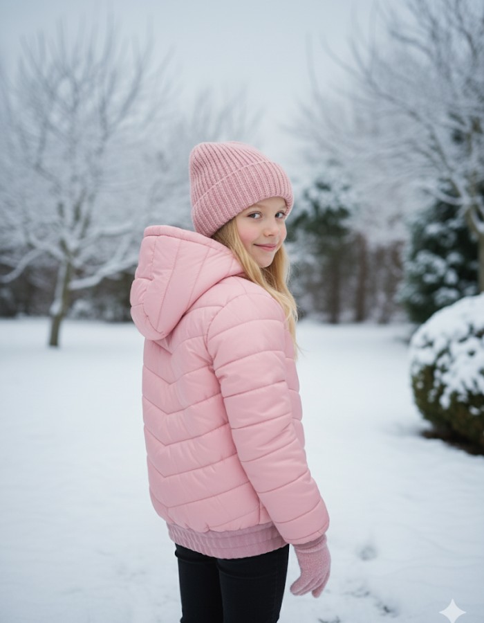 Gefütterte Pufferjacke mit durchgehendem Fleece-Futter für Kinder 5149 - Rosa