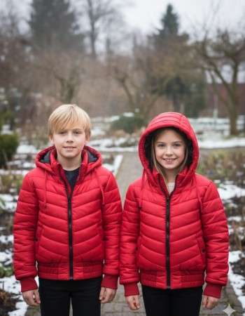 Kids' Full Fleece-Lined Puffer Jacket 5149 - red