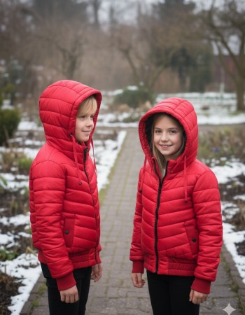 Kids' Full Fleece-Lined Puffer Jacket 5149 - red