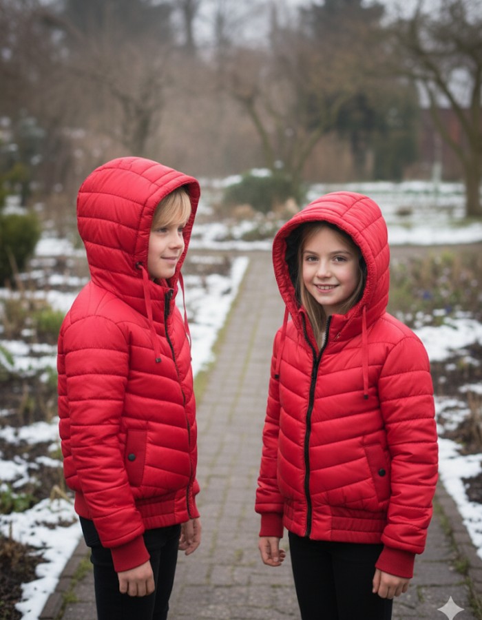 Kids' Full Fleece-Lined Puffer Jacket 5149 - red