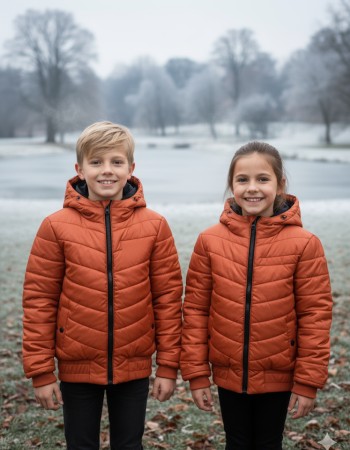 Kids' Full Fleece-Lined Puffer Jacket 5149 - terracotta