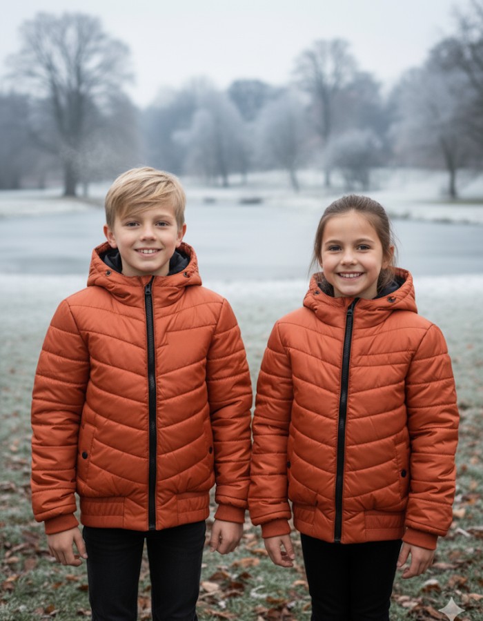Kids' Full Fleece-Lined Puffer Jacket 5149 - terracotta