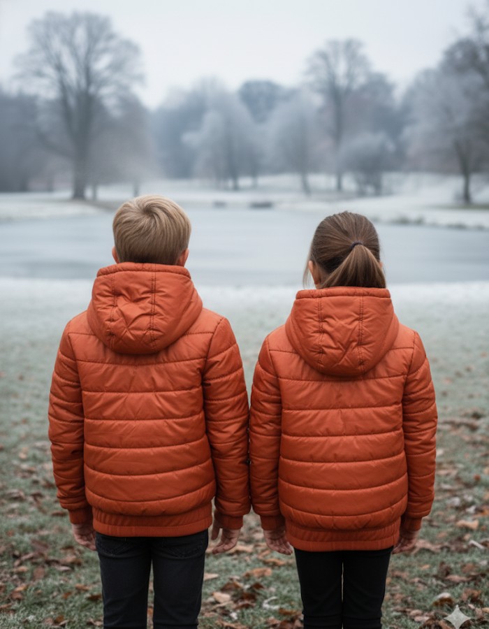 Kids' Full Fleece-Lined Puffer Jacket 5149 - terracotta