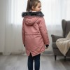 Lined Canvas Jacket with Fur for Kids 5136- pink