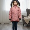 Lined Canvas Jacket with Fur for Kids 5136 - pink