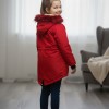 Lined Canvas Jacket with Fur for Kids 5136 - red