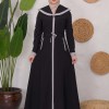 Modest linen  trench coat 1221 - black