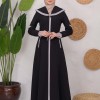 Modest linen  trench coat 1221 - black