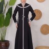 Modest linen  trench coat 1221 - black
