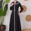 Modest linen  trench coat 1221 - black