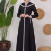 Modest linen  trench coat 1221 - black