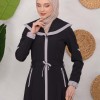 Modest linen  trench coat 1221 - black