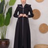 Modest linen  trench coat 1221 Koyu Antrasit