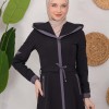 Modest linen  trench coat 1221 Koyu Antrasit