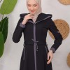 Modest linen  trench coat 1221 Koyu Antrasit