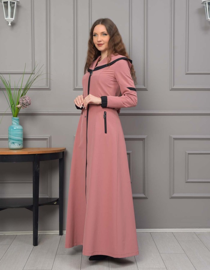 Modest linen  trench coat 1221 - pink