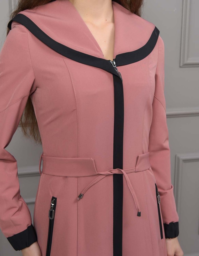 Modest linen  trench coat 1221 - pink