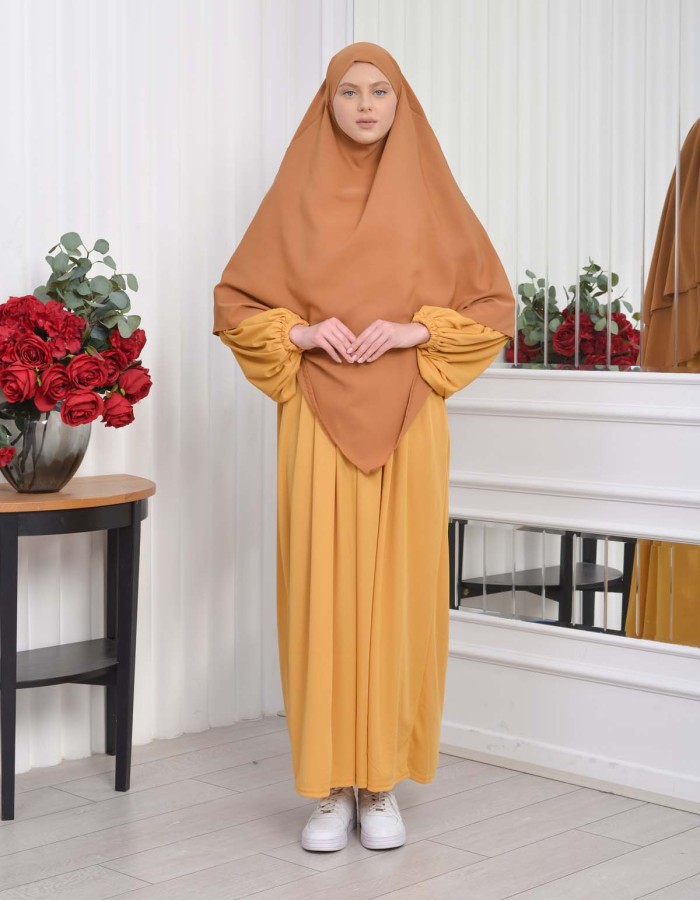Casual Hijab Dress Suit 2 Pieces 828 Hardal