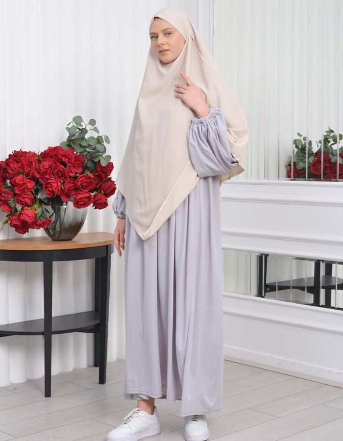 Casual Hijab Dress Suit 2 Pieces 828 - gray