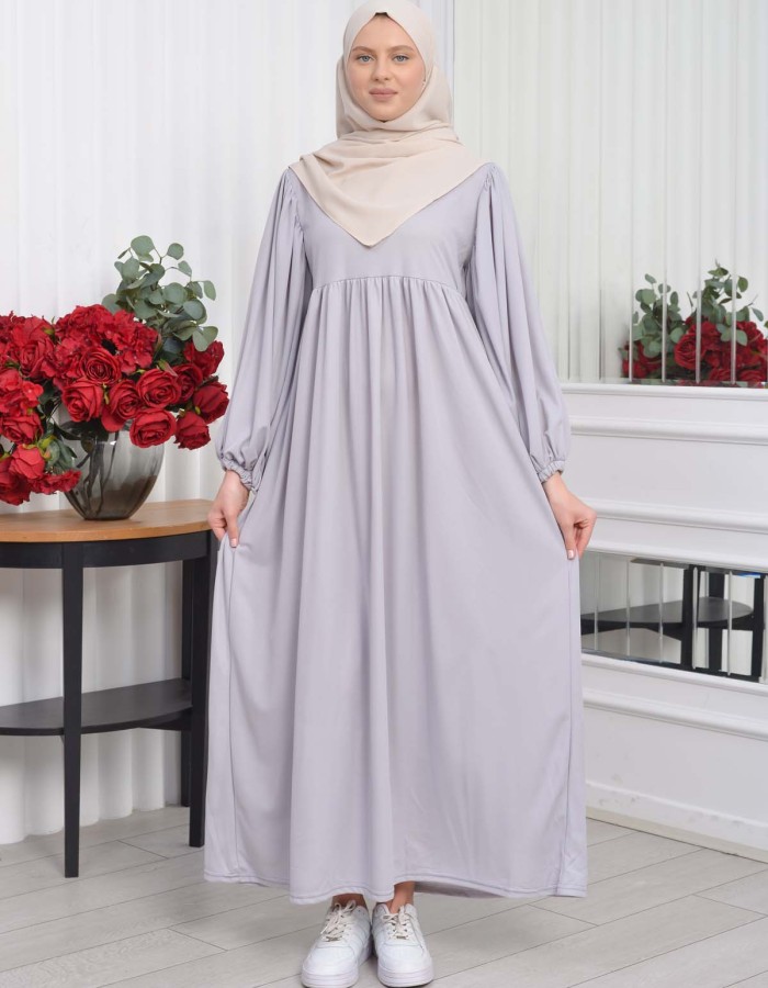 Casual Hijab Dress Suit 2 Pieces 828 - gray