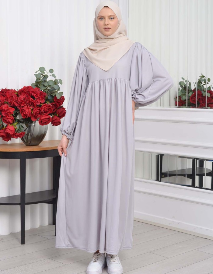 Casual Hijab Dress Suit 2 Pieces 828 - gray