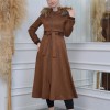 Suede Trenchcoat mit Plissee-Details 1316 - Kaffee