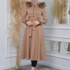 Suede Trenchcoat mit Plissee-Details 1316 - Beige