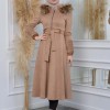 Womens trench coat suede, plisse, movable hood, 1316 - beige