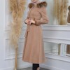 Womens trench coat suede, plisse, movable hood, 1316 - beige