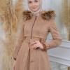 Womens trench coat suede, plisse, movable hood, 1316 - beige
