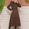 Womens trench coat suede, plisse, movable hood, 1316 - indigo