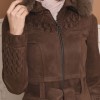 Womens trench coat suede, plisse, movable hood, 1316 - indigo