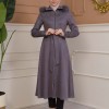 Women's trench coat suede, plisse, movable hood, 1316 Gri