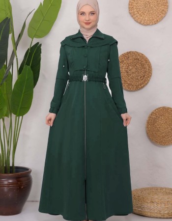 brada-Mantel mit Knopf-Bolero und Kapuze 1220 - Petrol