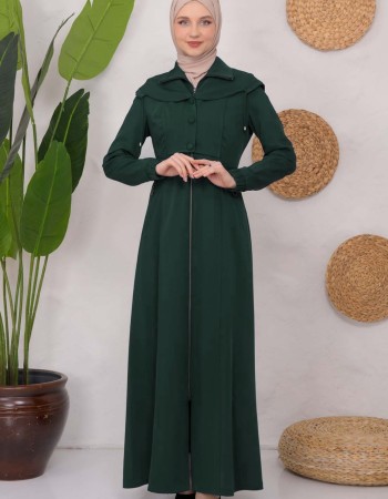 brada-Mantel mit Knopf-Bolero und Kapuze 1220 - Petrol