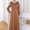 Long Suede Coat with Fur Hood 1331 - brown