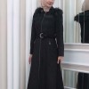HOODED ZIPPERED HIJAB TOPCOAT 1332 - black