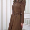 HOODED ZIPPERED HIJAB TOPCOAT 1332 Kahverengi