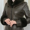 HOODED FUR SLEEVE BELT LEATHER COAT 1349 Haki