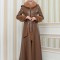 Luxus Double Cloche Ledermantel mit Kaninchenfell-Futter 1349 - Cognac