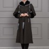 Luxuriöser Damen Trenchcoat aus Wolltuch mit Kaninchenfutter 1355 - Schwarz