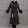 BELTED CACHET TOPCOAT WITH HOOD AND SLEEVE FUR DETAILS 1355 Siyah