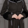 BELTED CACHET TOPCOAT WITH HOOD AND SLEEVE FUR DETAILS 1355 Siyah