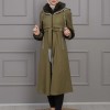 BELTED CACHET TOPCOAT WITH HOOD AND SLEEVE FUR DETAILS 1355 - khaki
