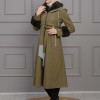 BELTED CACHET TOPCOAT WITH HOOD AND SLEEVE FUR DETAILS 1355 - khaki