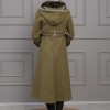 BELTED CACHET TOPCOAT WITH HOOD AND SLEEVE FUR DETAILS 1355 - khaki
