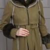 BELTED CACHET TOPCOAT WITH HOOD AND SLEEVE FUR DETAILS 1355 - khaki