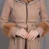 BELTED CACHET TOPCOAT WITH HOOD AND SLEEVE FUR DETAILS 1355 Bej